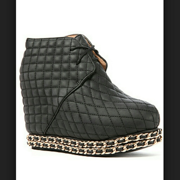 Jeffrey Campbell leather quilted(chained) wedges