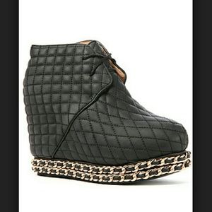 Jeffrey Campbell leather quilted(chained) wedges