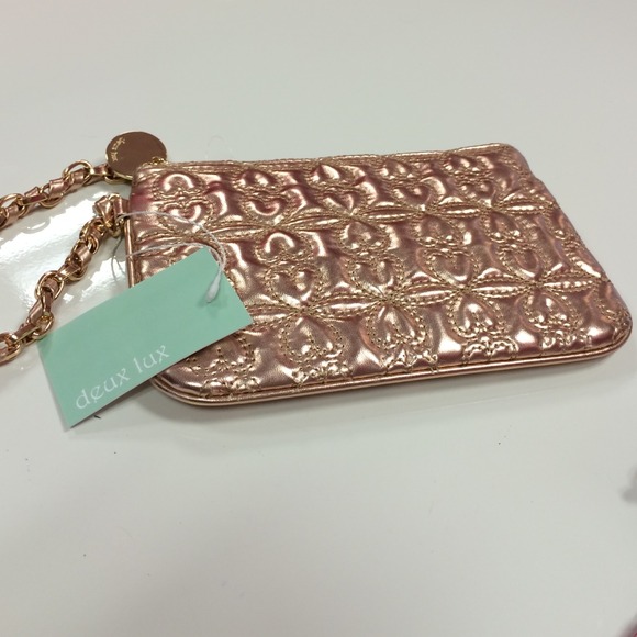 NWT authentic Deux Lux rose gold chain wristlet