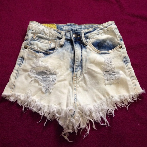 Destroyed high waisted jean shorts
