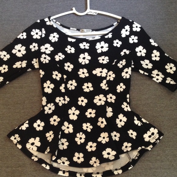 Peplum top with flowers