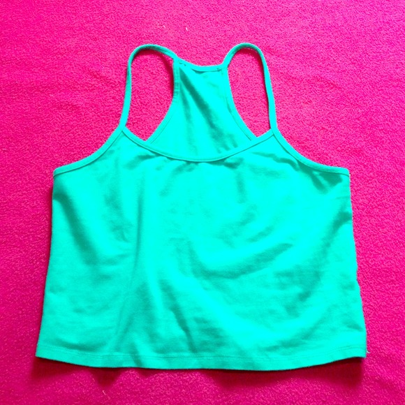 Turquoise razorback tank crop top, forever 21 :)