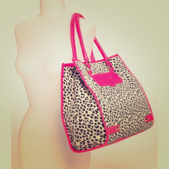 Rebecca Minkoff Leopard Canvas & Pink Leather tote