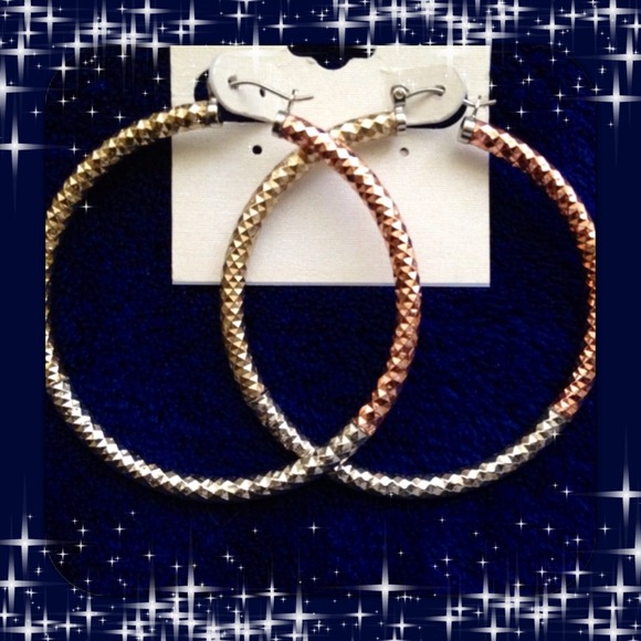 Tri-Gold Hoop Earrings