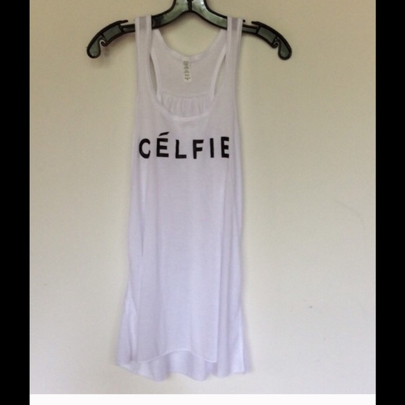 Celfie white racerback tank - Picture 2 of 3