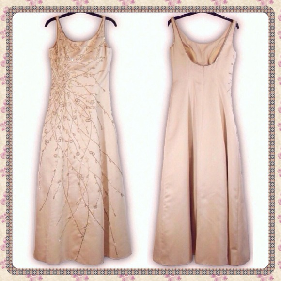 Alyce Designs Blush beaded long Gown w/Wrap XS S - Picture 2 of 4