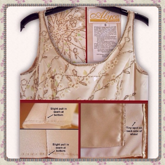 Alyce Designs Blush beaded long Gown w/Wrap XS S - Picture 4 of 4