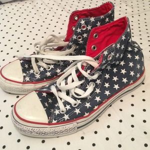 Red white blue converse
