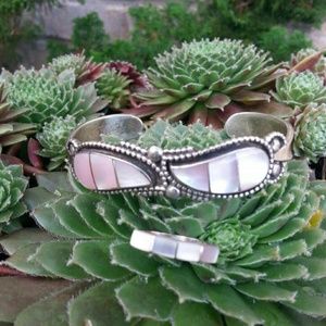 Sterling silver zuni cuff bangle ring mop