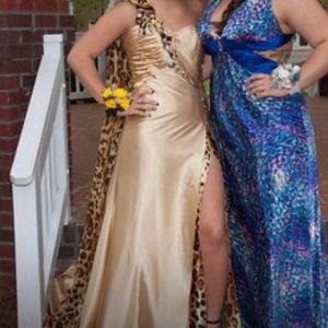 Gold/cheetah prom dress