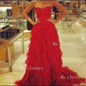 Red elegant evening gown