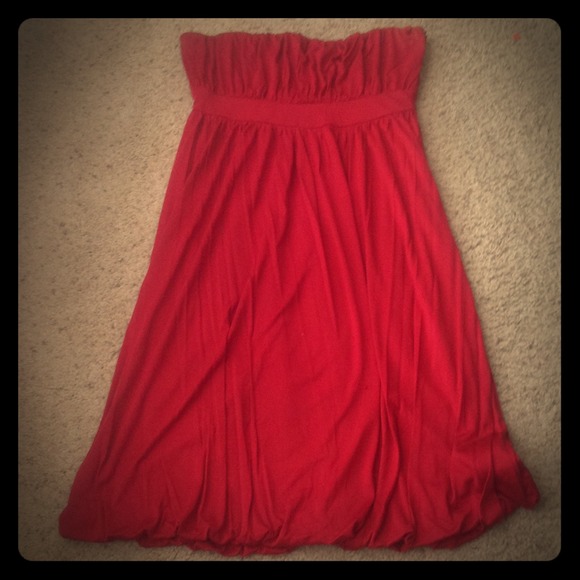 Banana Republic red, strapless cocktail dress!