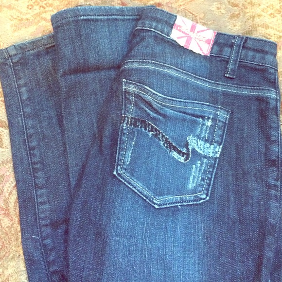 Dark Wash Straight Leg Destroyed MACHINE Jeans