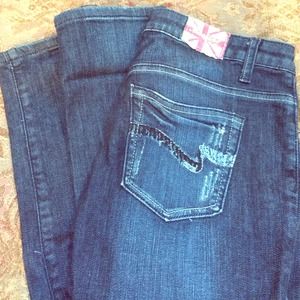 Dark Wash Straight Leg Destroyed MACHINE Jeans