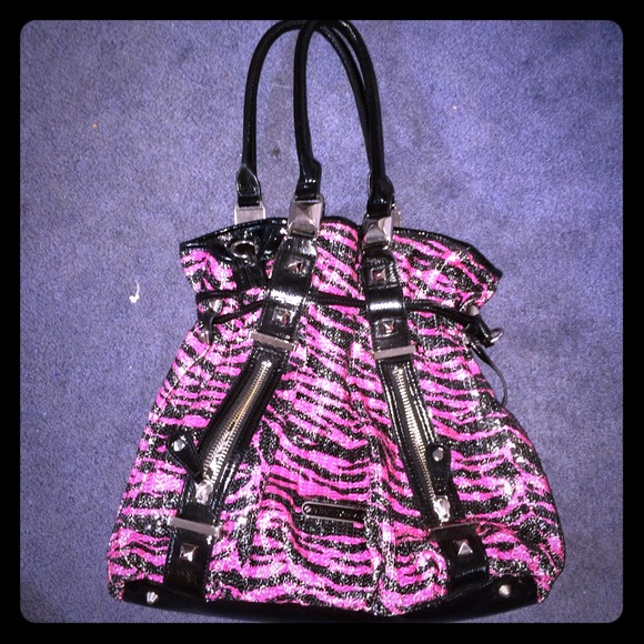 Betsy Johnson black and pink sequin handbag - Picture 1 of 1