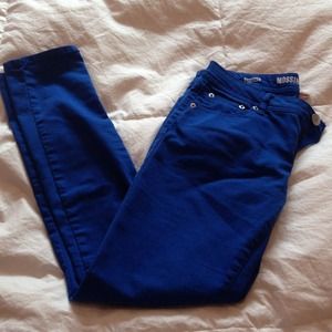 Royal blue stretch skinny jeans