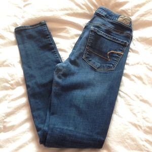 Medium dark wash AE jeggings