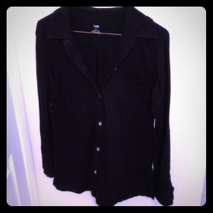 LNA black cotton button down