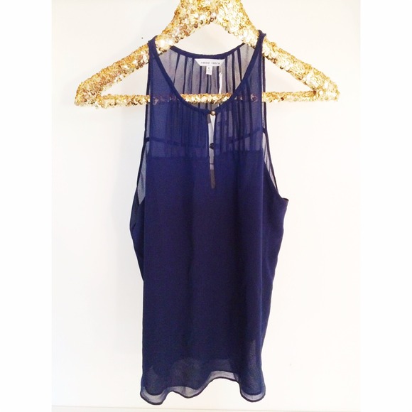 Naked Zebra Tops - Navy Silky Tank