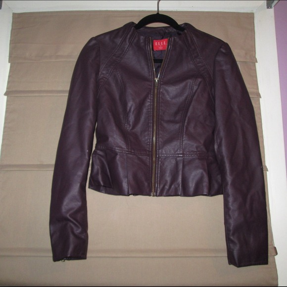 Plum fo-leather peplum jacket