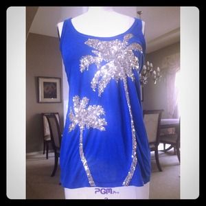 Armani Exchange royal blue sequin tank top