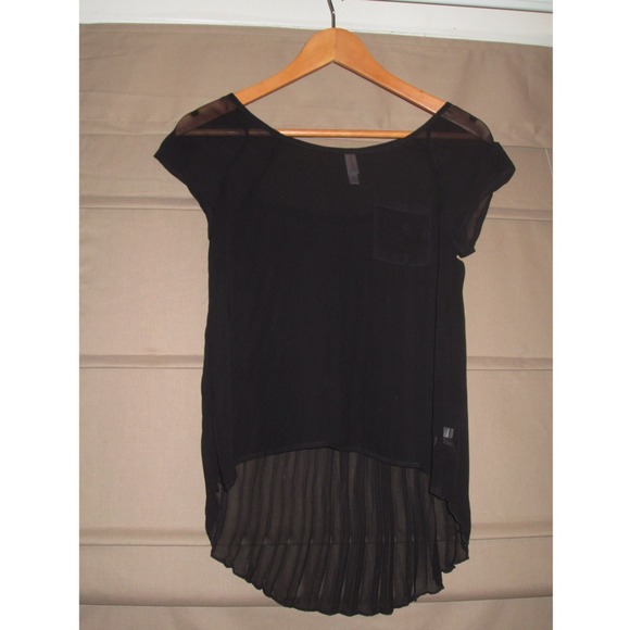 Sheer high low black top