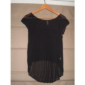 Sheer high low black top