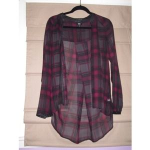 Red and black plaid top