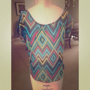 Tribal Print Sheer Blouse