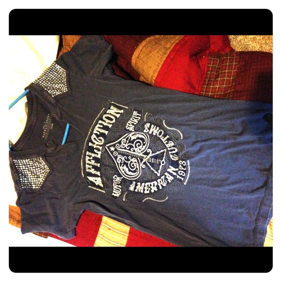 Navy blue affliction bling tee