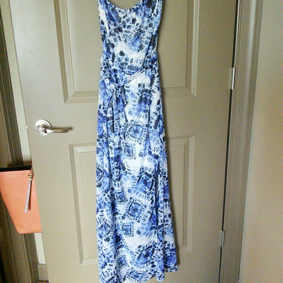 AQUA strapless maxi dress in chiffon