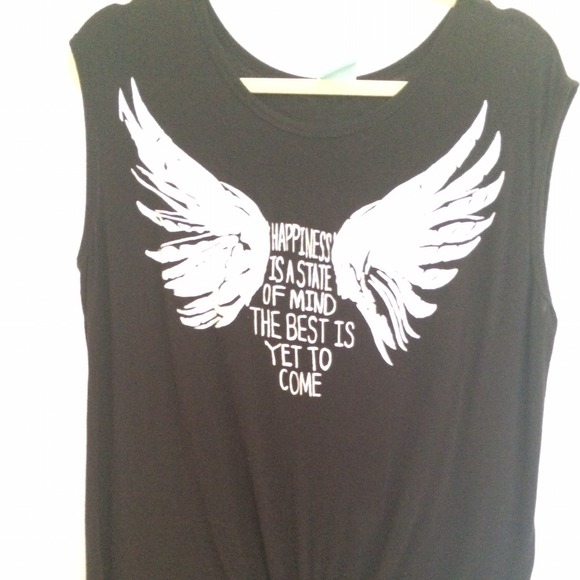 black muscle tee shirt that ties at bottom :)