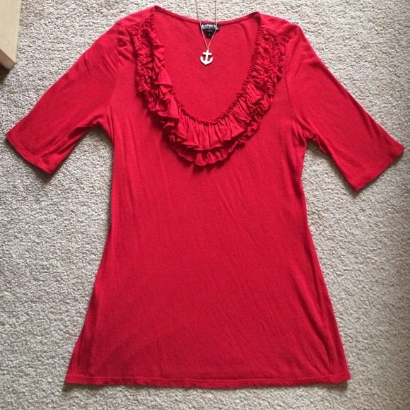 SOLD✨B1G1 FREE✨ Express Red Ruffle Top - Picture 2 of 4