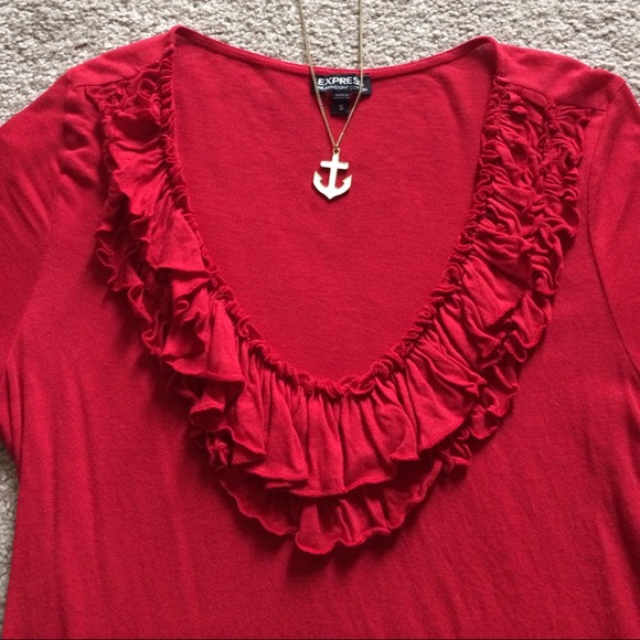 SOLD✨B1G1 FREE✨ Express Red Ruffle Top - Picture 3 of 4
