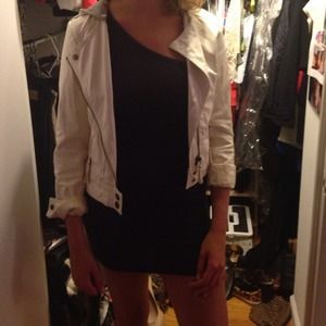 Cool biker cropped pleather jacket with hoodie