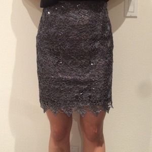 H & M grey lace sequin skirt