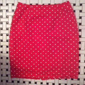 red polka dot pencil skirt