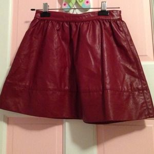 Forever21 Maroon Pleather Skater Skirt