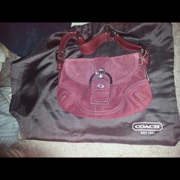 Coach Red Suede Authentic handbag.A Beauty.MINT