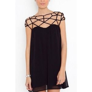 Black Chiffon Caged Cut Out Dress