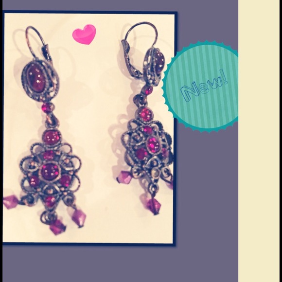 Ruby colored chandelier earrings