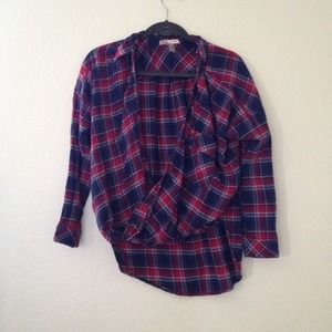 Navy blue & red flannel