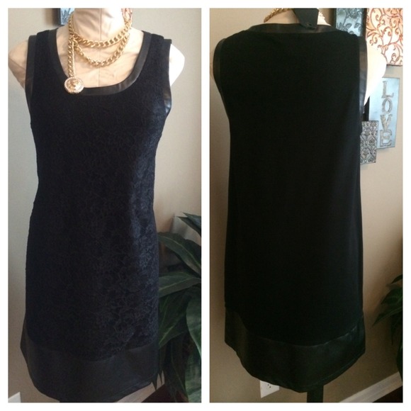 Black leather and lace dress. Neiman brand - Picture 2 of 3