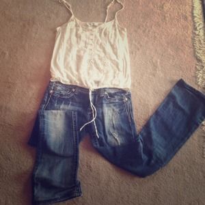 Embroidered white tank