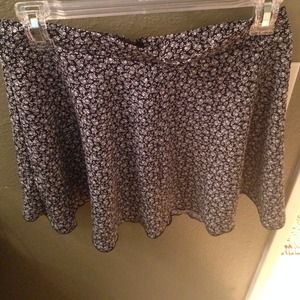 Black floral high waisted skirt