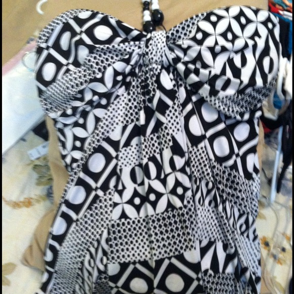 Black and white halter top