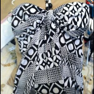 Black and white halter top