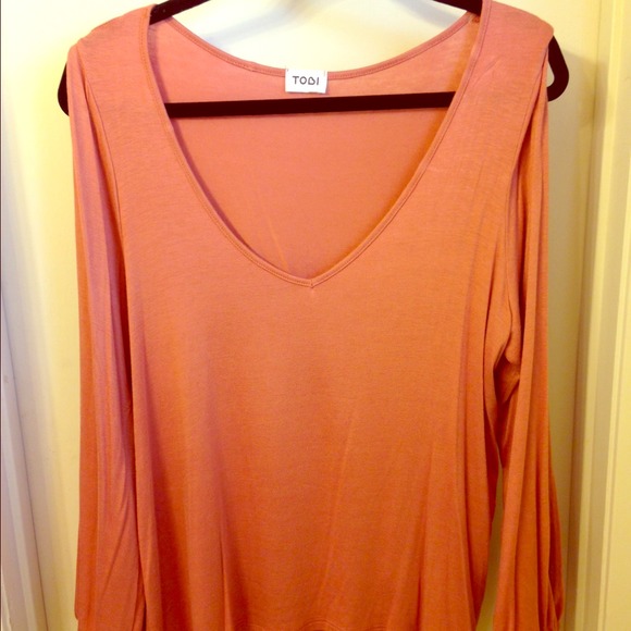 Salmon long sleeve top with arm peek a boos