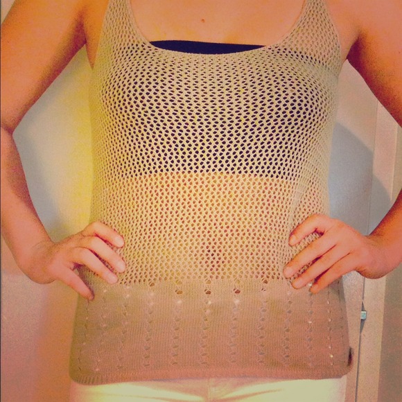 Knitted tank, beige, see through - Picture 1 of 3