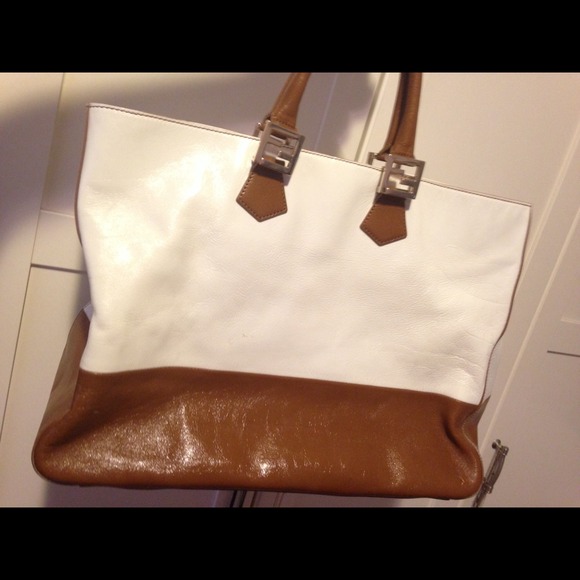 Authentic white and tan FENDI Handbag